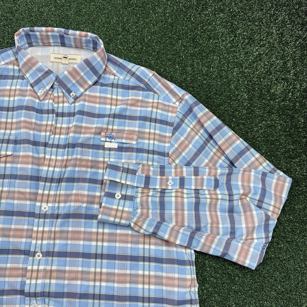 Onward Reserve Fishing Men's Long Sleeve Button Shirt Medium Blue Nylon Outdoor
